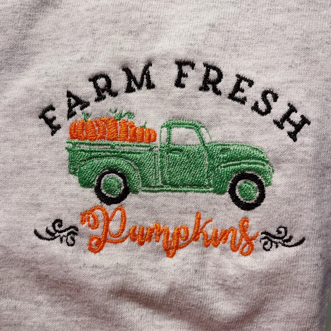 Farm Fresh Pumpkins Embroidered T-Shirt