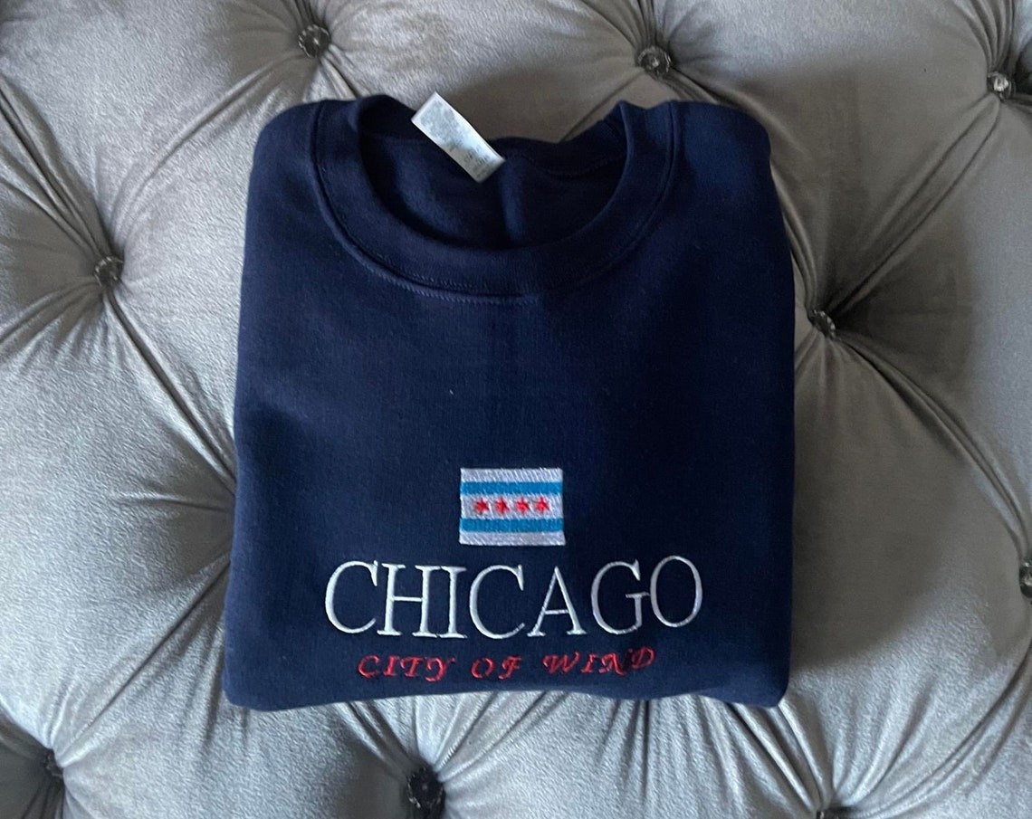 Vintage Chicago City Of Wind Embroidered Crewneck