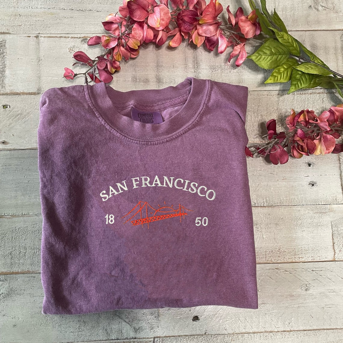 San Francisco Embroidered T Shirt Vintage California Crewneck Golden Gate Sweatshirt