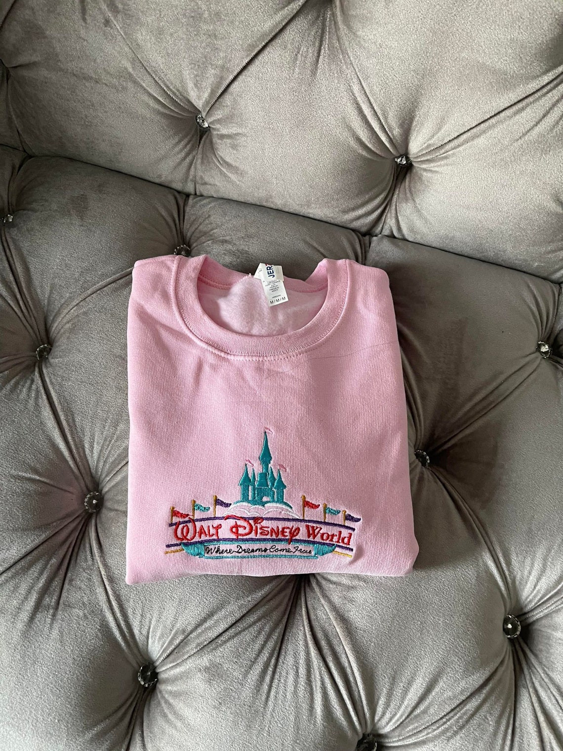 Pink Vintage Embroidered Sweatshirt