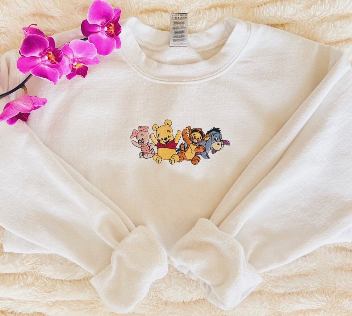 Baby Pooh Tigger Piglet Eeyore Embroidered Sweatshirt Embroidered Crewneck