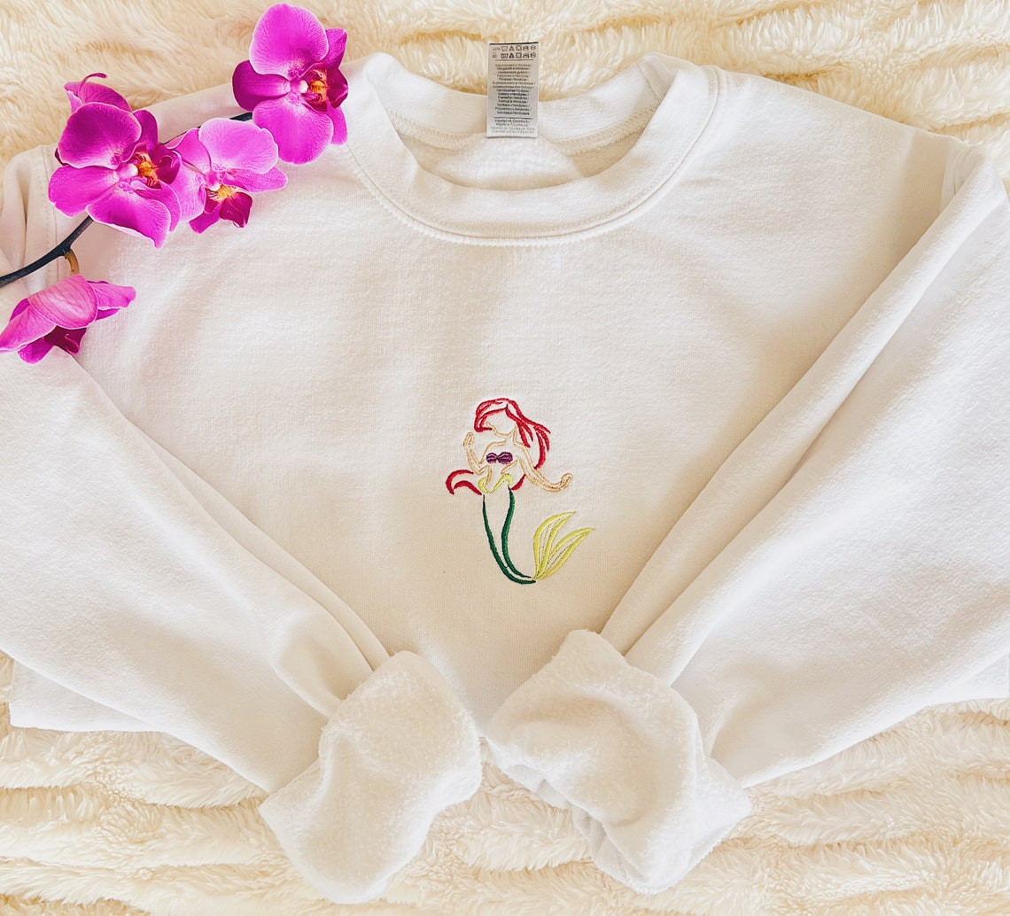 Little Mermaid Ariel Embroidered Sweatshirt Crewneck