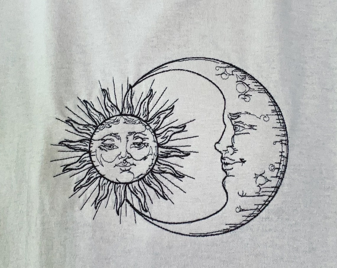 Sun Moon Embroidered T-Shirt