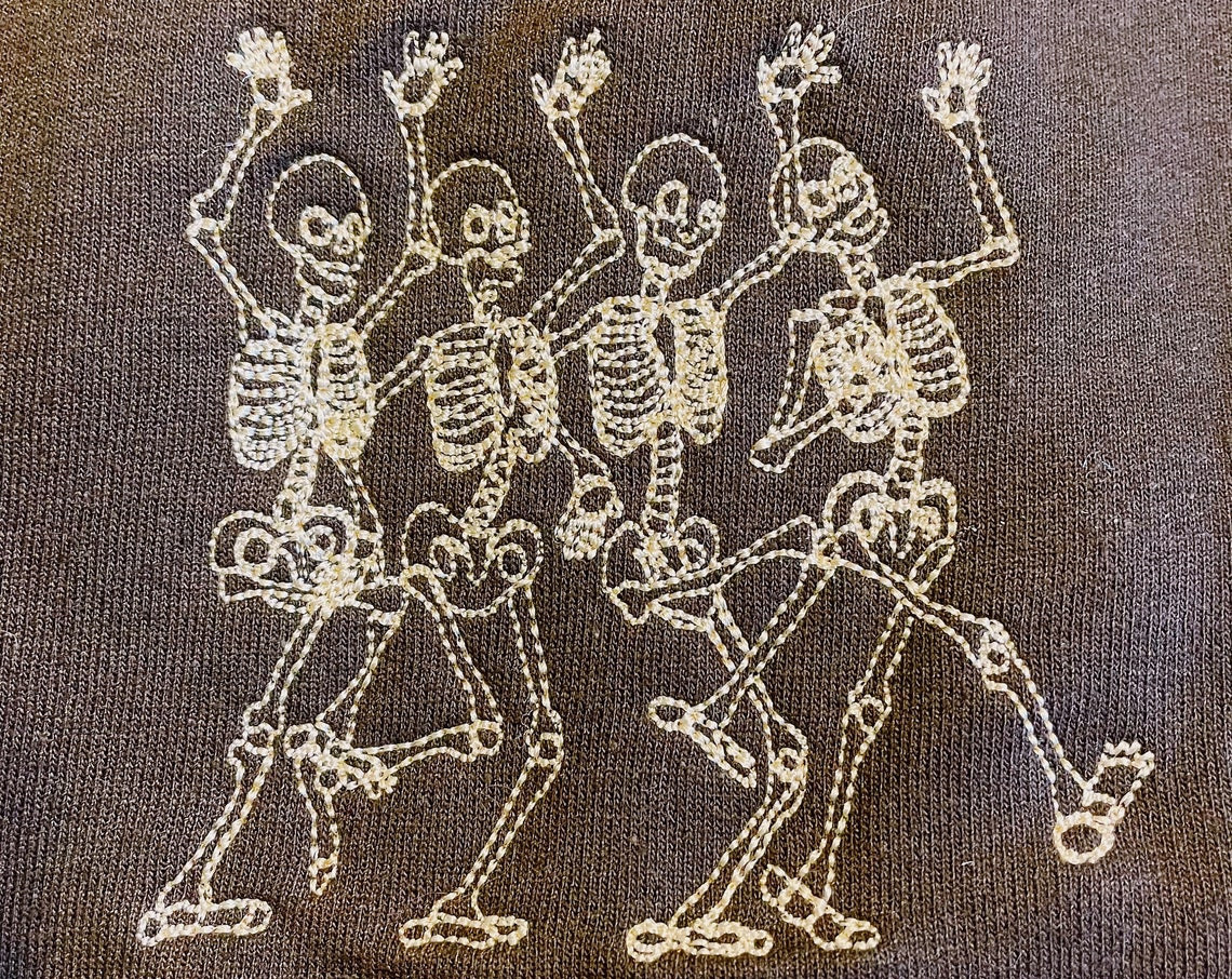 Dancing Skeletons Embroidered Crewneck