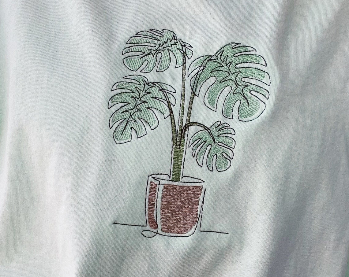 Plant Embroidered T-Shirt