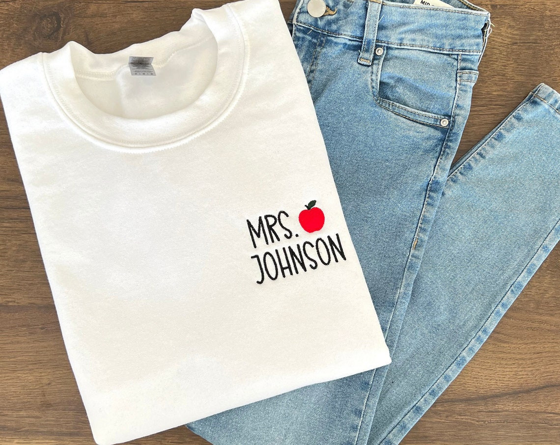 Embroidered Custom Teacher Sweatshirt Personalized School Shirt Customized Name Teacher Elementary Teacher Hoodie Back To School