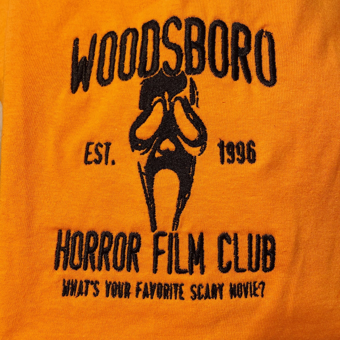 Woodsboro Film Club Scream Inspired Embroidered T-Shirt