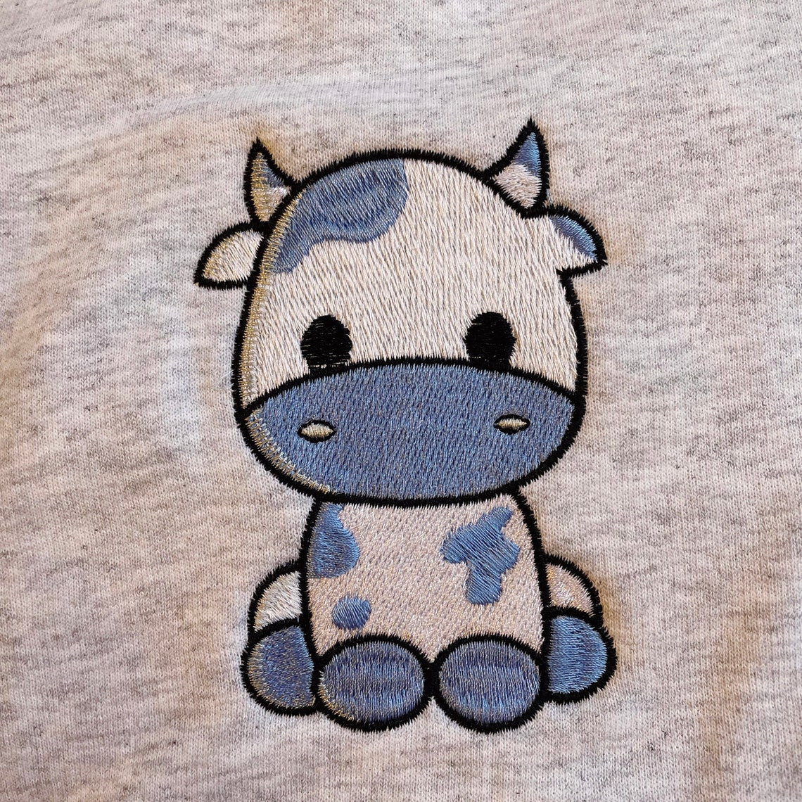 Blueberry Cow Embroidered Crewneck Sweatshirt