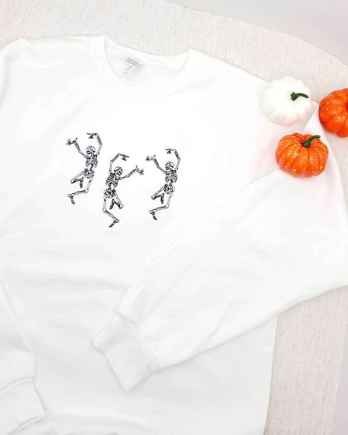 Dancing Skeleton Sweatshirt Halloween Embroidered Sweatshirt Trendy Spooky Sweatshirt Halloween Cute Sweatshirt