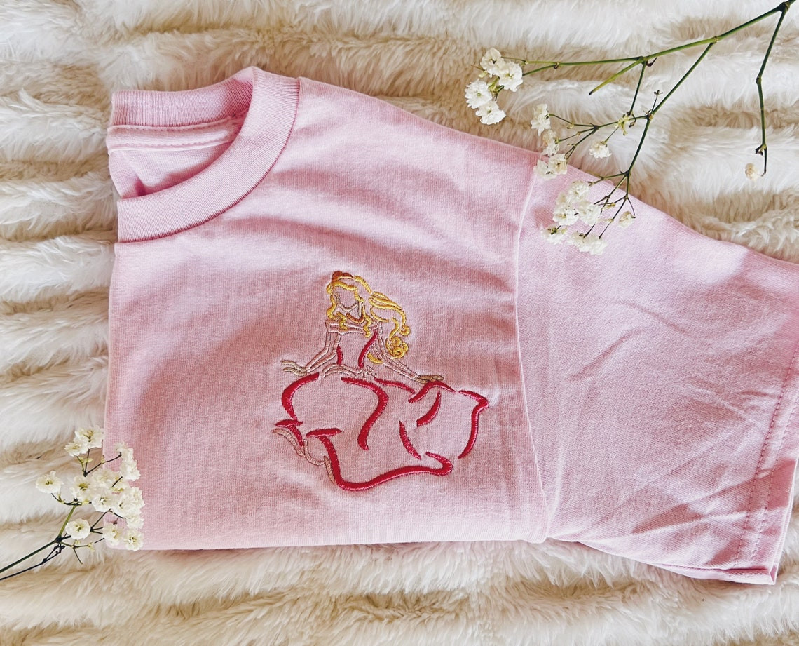 Princess Aurora Embroidered Tee Customizable