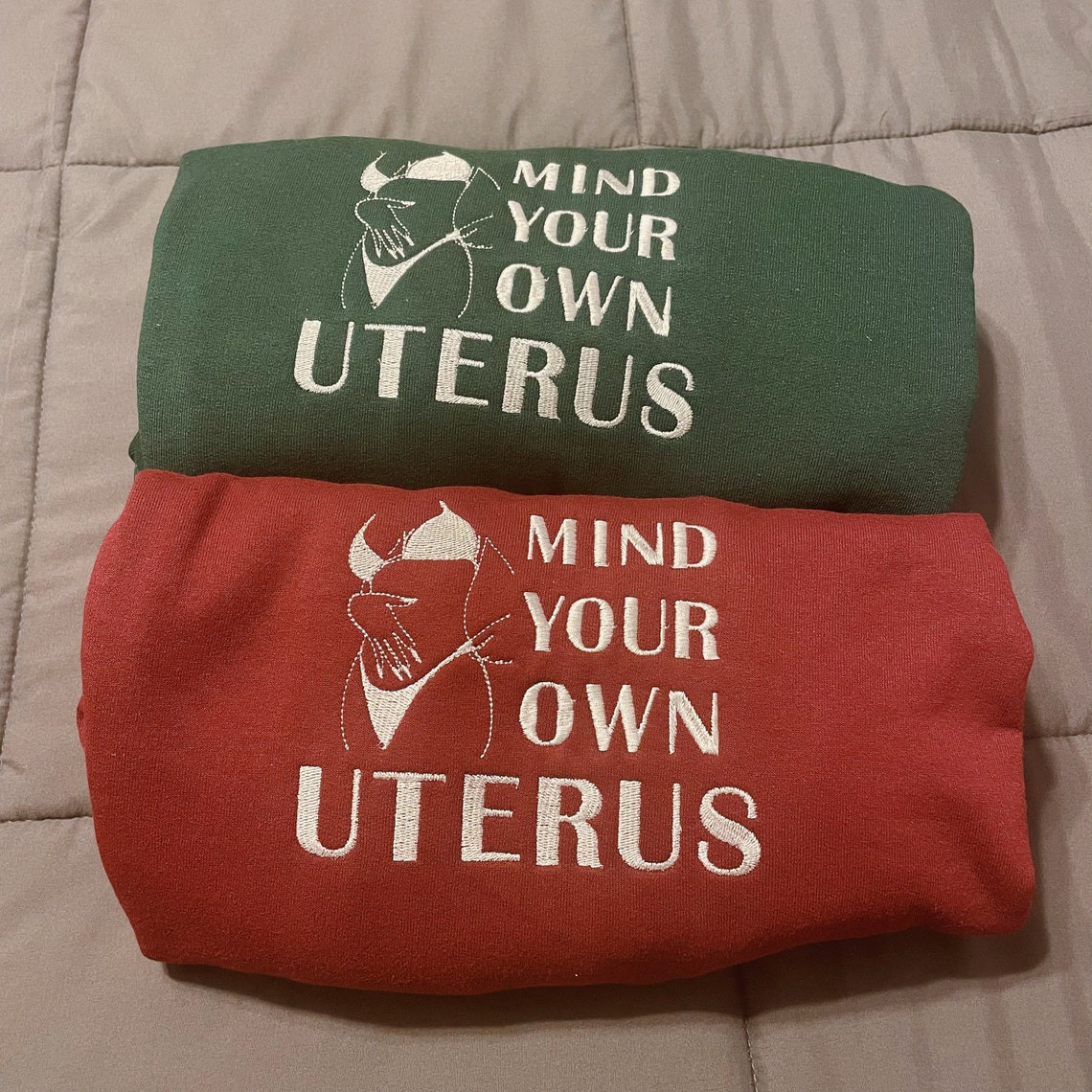 Mind Your Own Uterus Embroidered Crewneck Sweatshirt