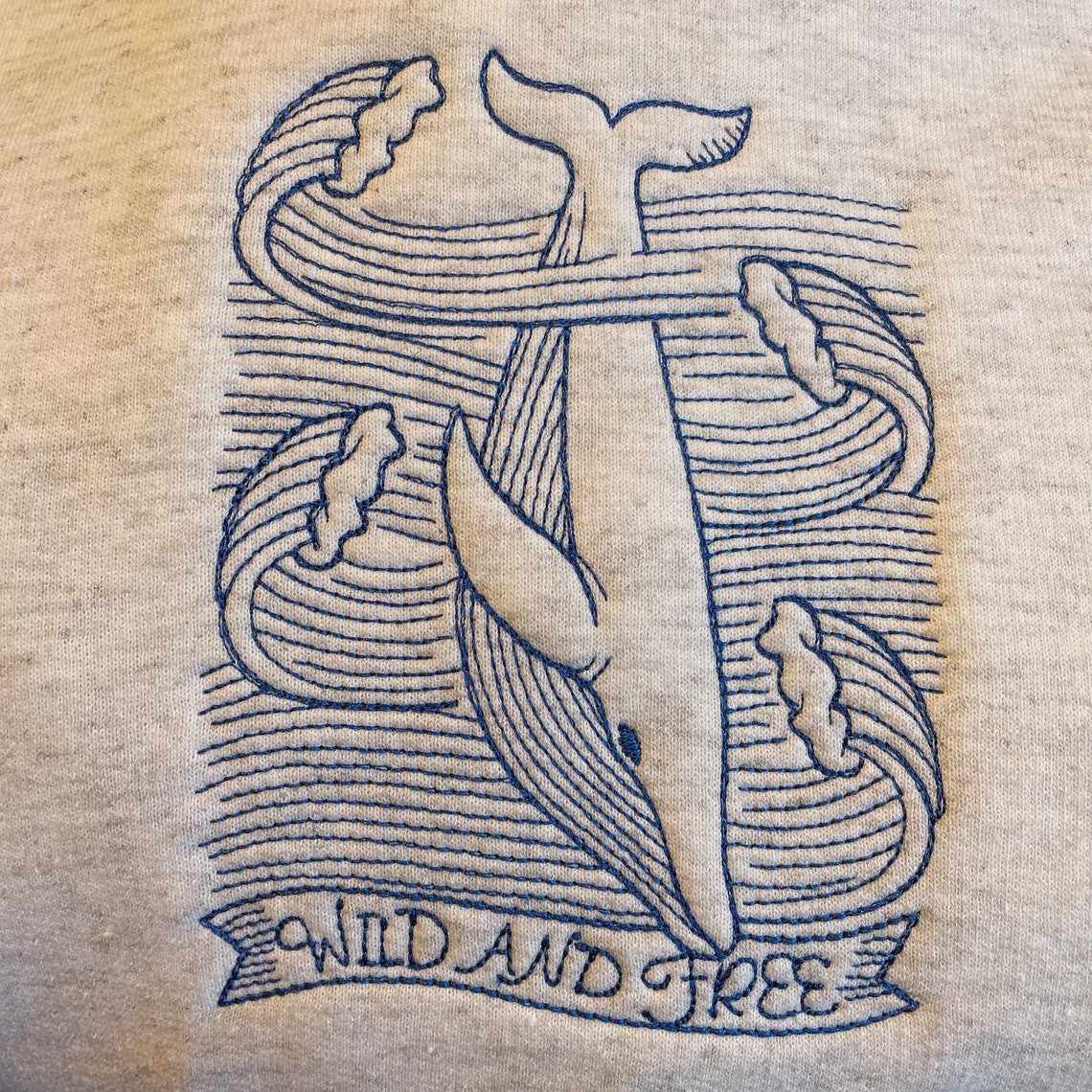 Wild Free Whale Embroidered Crewneck Sweatshirt