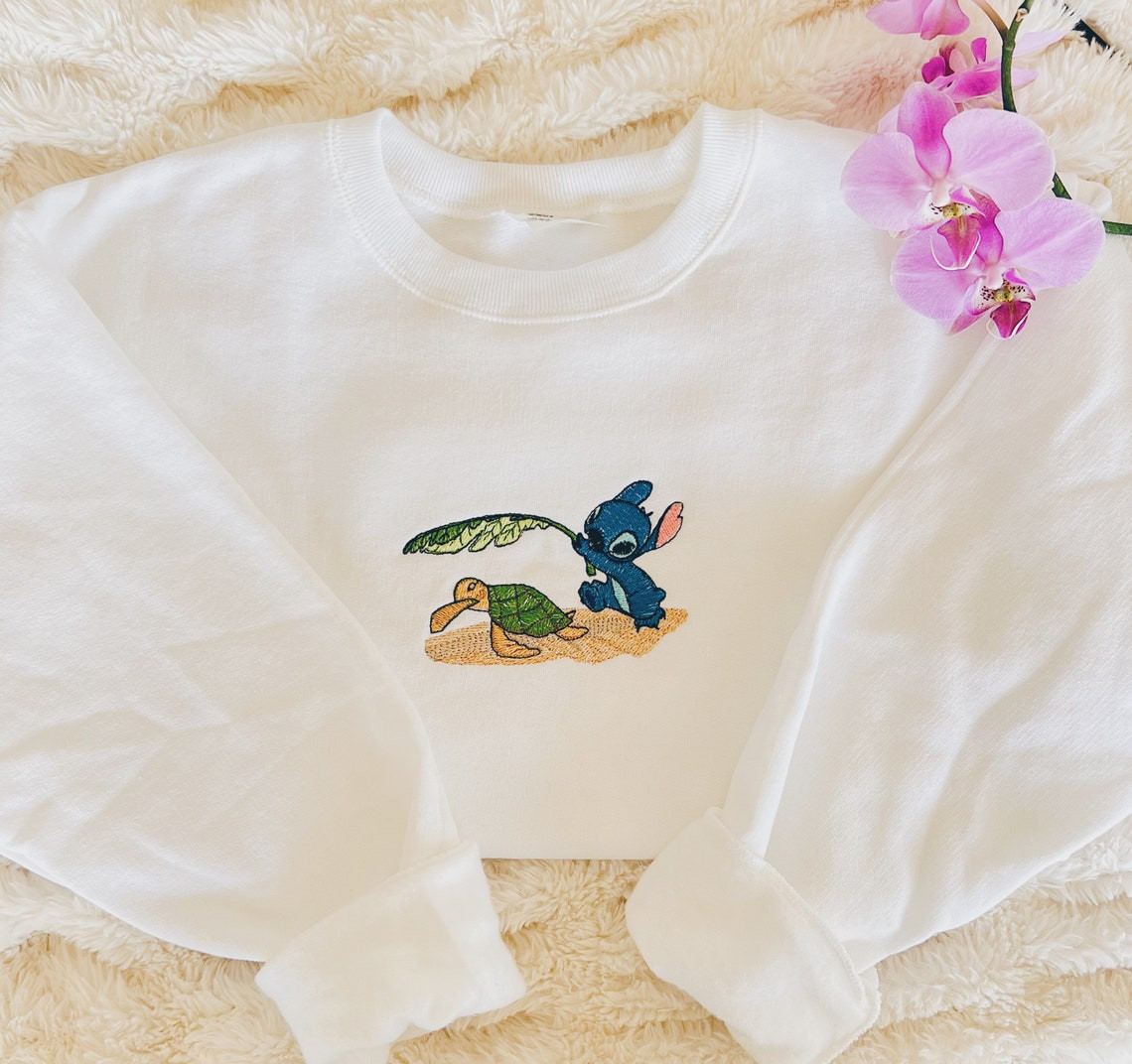 Stitch Sea Turtle Embroidered Sweater Crewneck