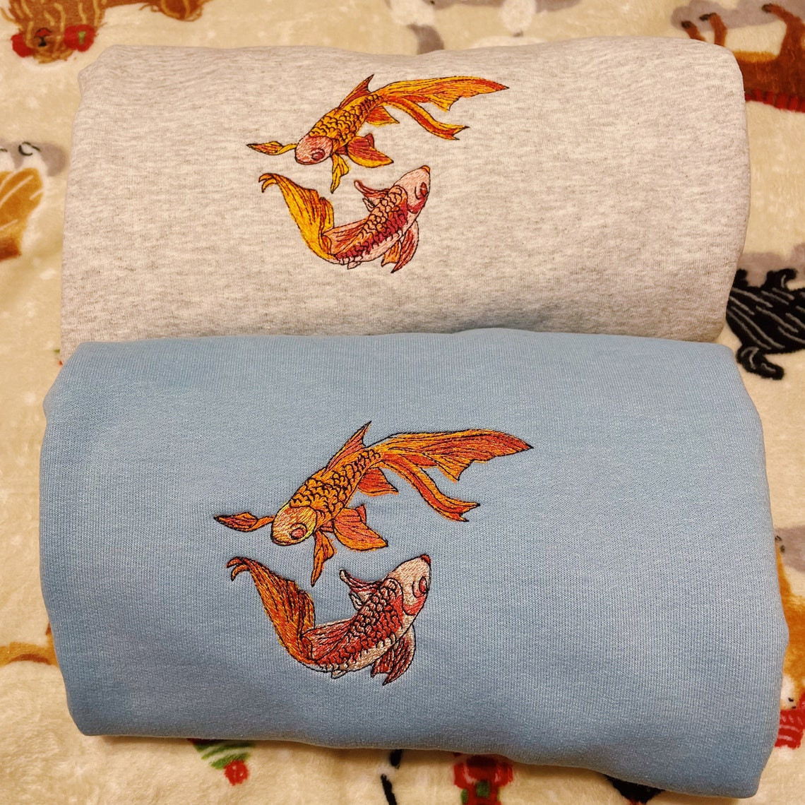 Koi Fish Embroidered Crewneck Sweatshirt