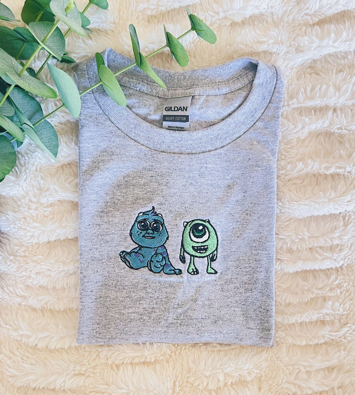 Monsters Inc Baby Sully Mike Embroidered Tee Embroidered T-Shirt