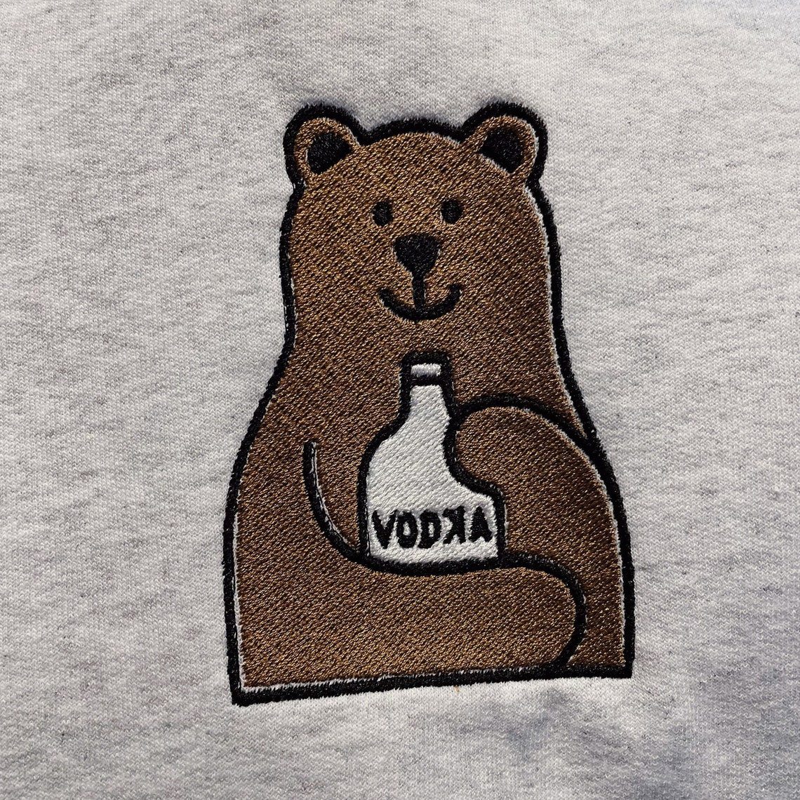 Bear With Vodka Embroidered Crewneck Sweatshirt