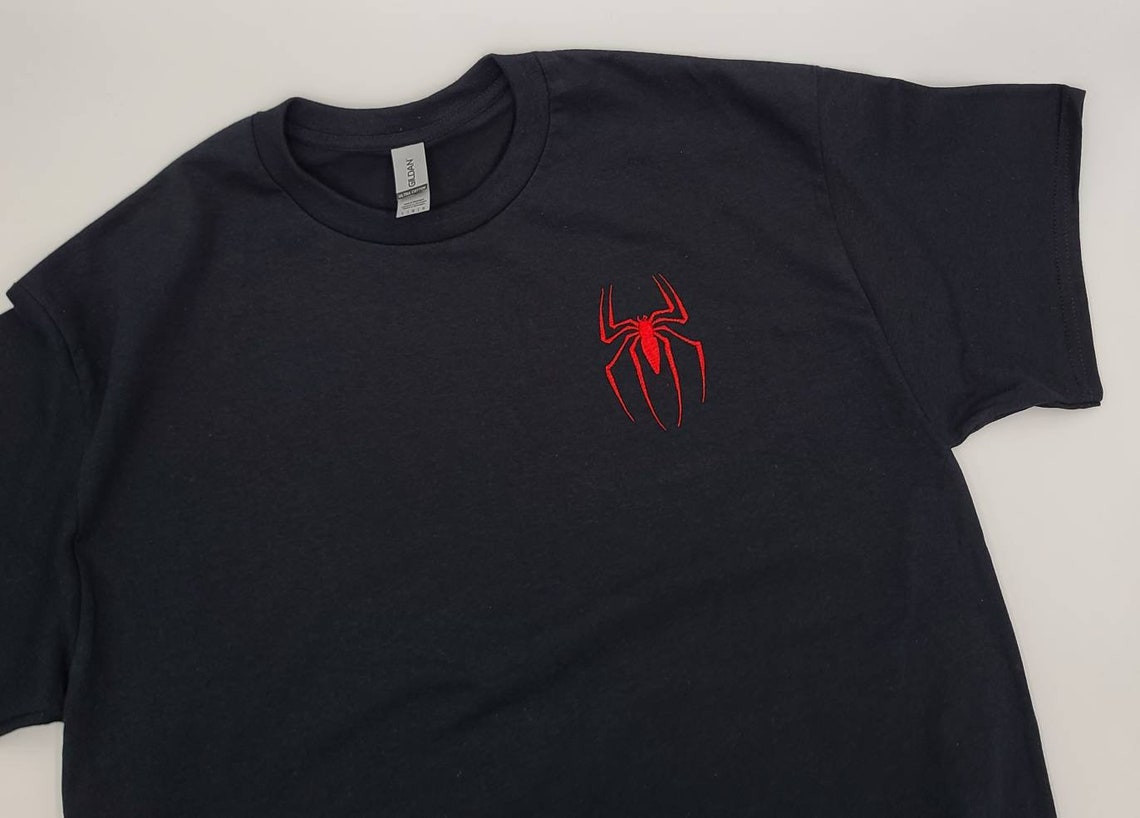 Tshirt Spider Embroidered Tshirt Unisex Spider-Man Tee Embroidered Spider-Man Tshirt