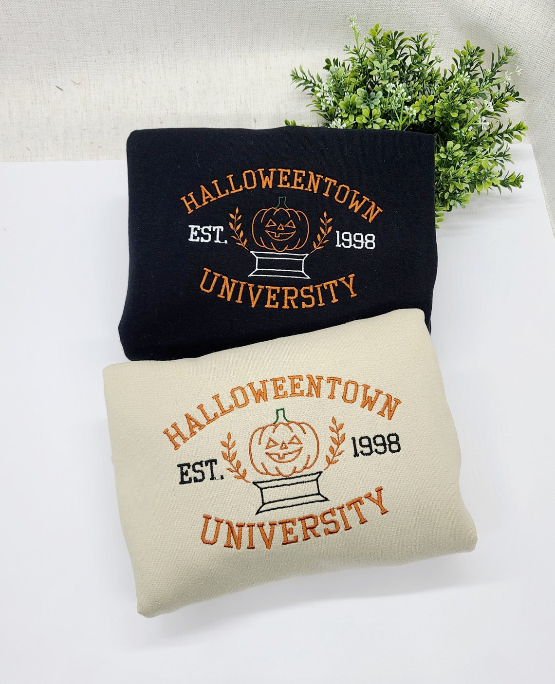 Halloween University Crewneck School Sweatshirt Halloween University Embroidered Sweatshirt