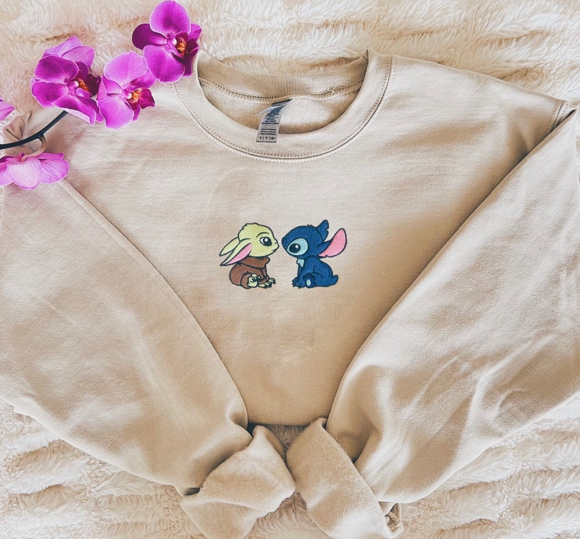 Stitch Friend Embroidered Sweatshirt Embroidered Crewneck