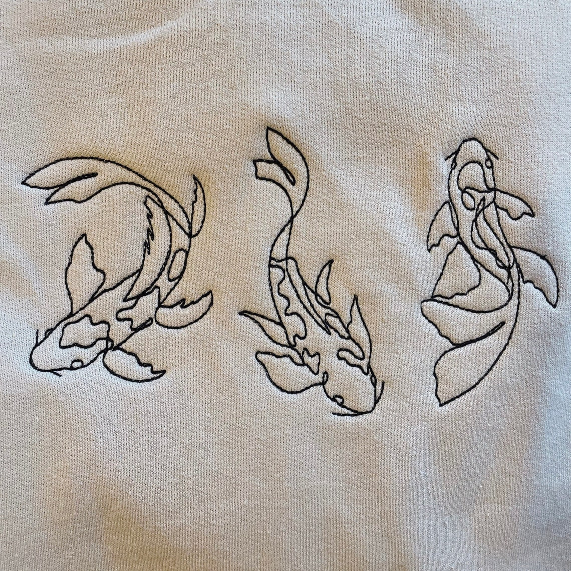 Minimalist Koi Fish Embroidered Crewneck Sweatshirt