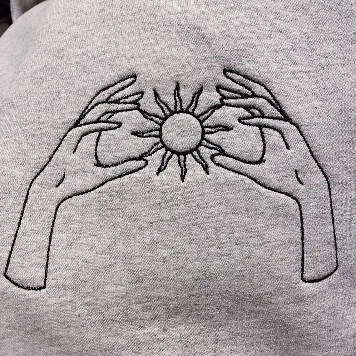 Minimalist Hands Sun Embroidered Crewneck Sweatshirt