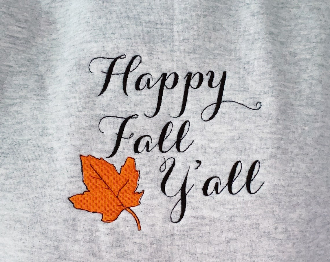 Happy Fall Yall Fall Embroidered Crewneck Sweatshirt