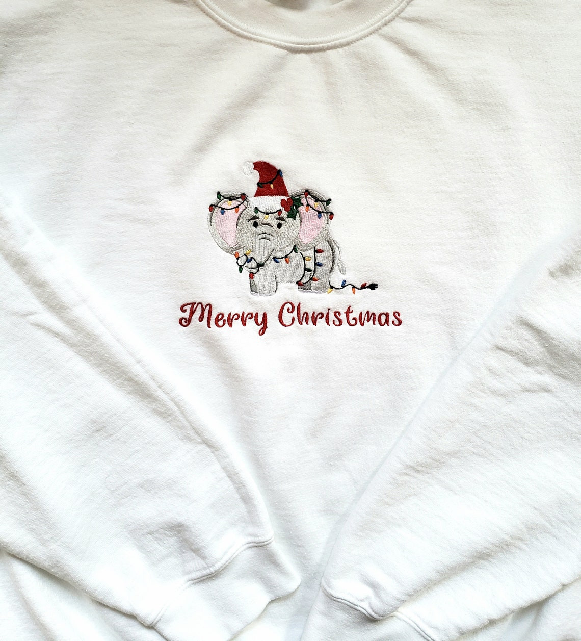 Christmas Elephant Long-Sleeve Holiday Crewneck Sweatshirt Christmas Sweater