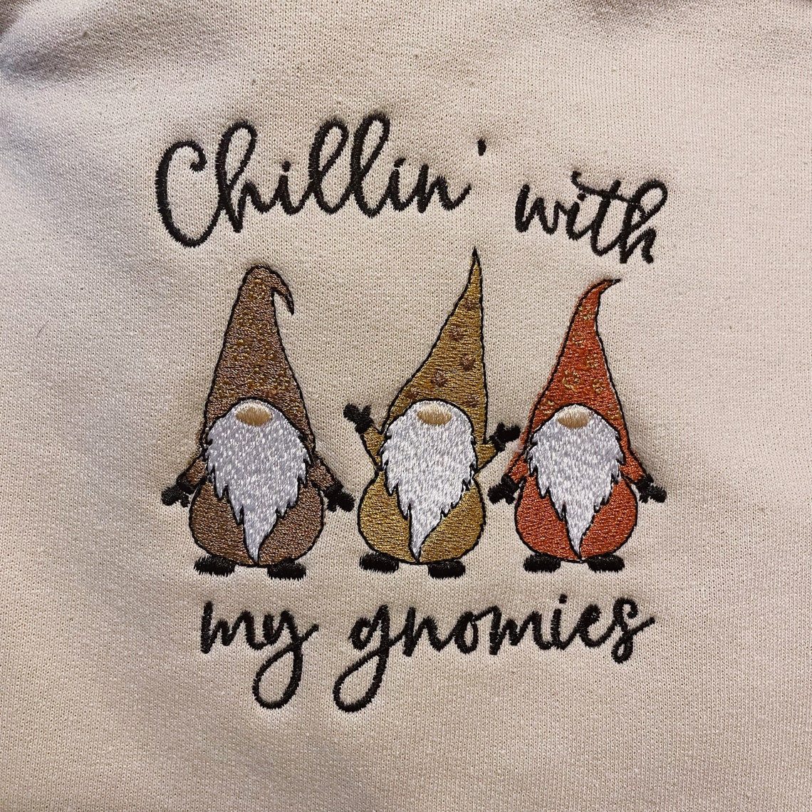 Chillin With My Gnomies Fall Embroidered Hoodie