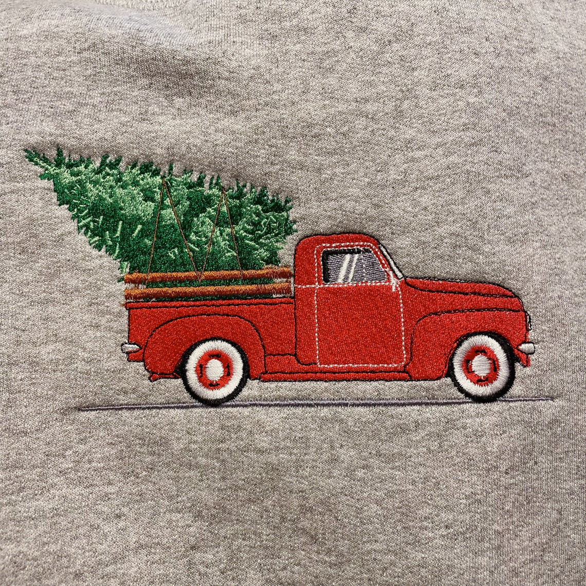 Christmas Truck Embroidered Crewneck Sweatshirt