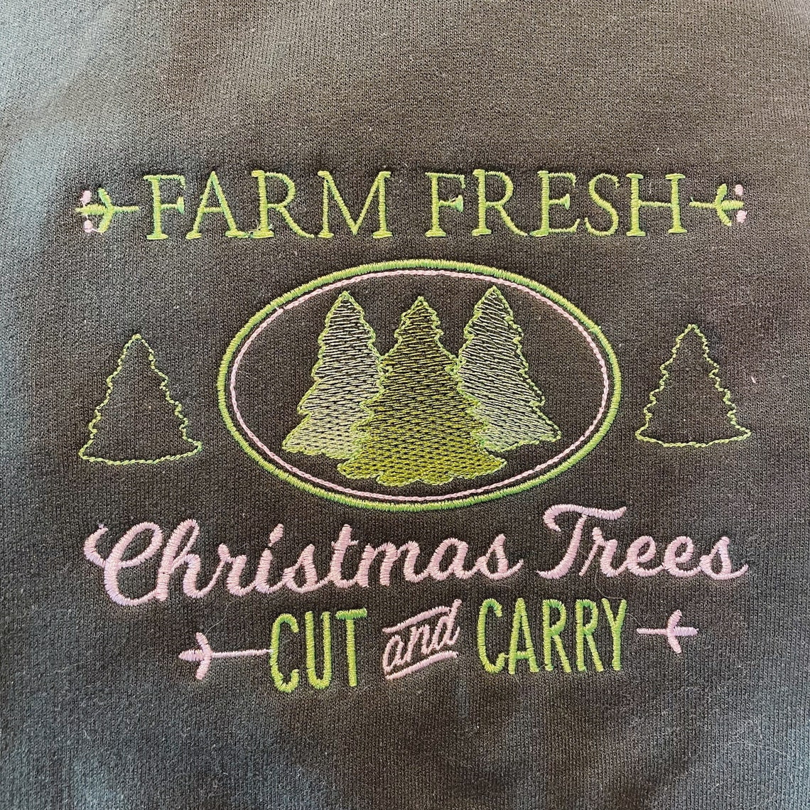 Farm Fresh Christmas Trees Embroidered Crewneck Sweatshirt