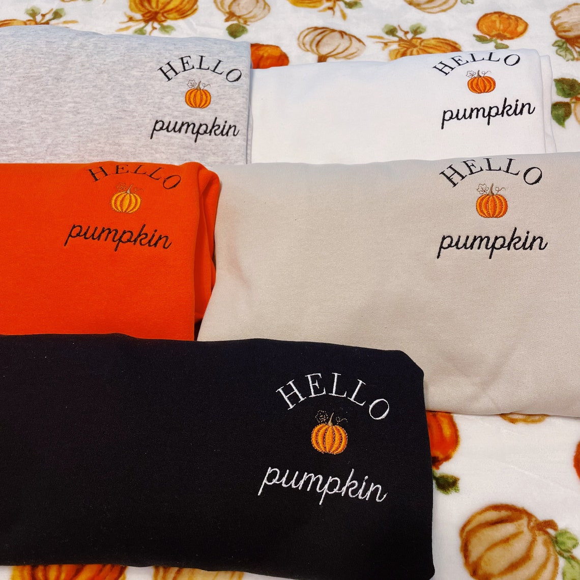 Hello Pumpkin Embroidered Crewneck Sweatshirt