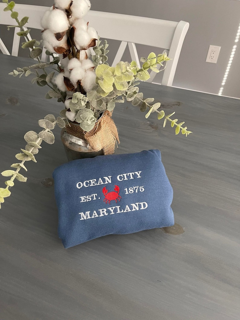 Ocean City Maryland Embroidered Crewneck