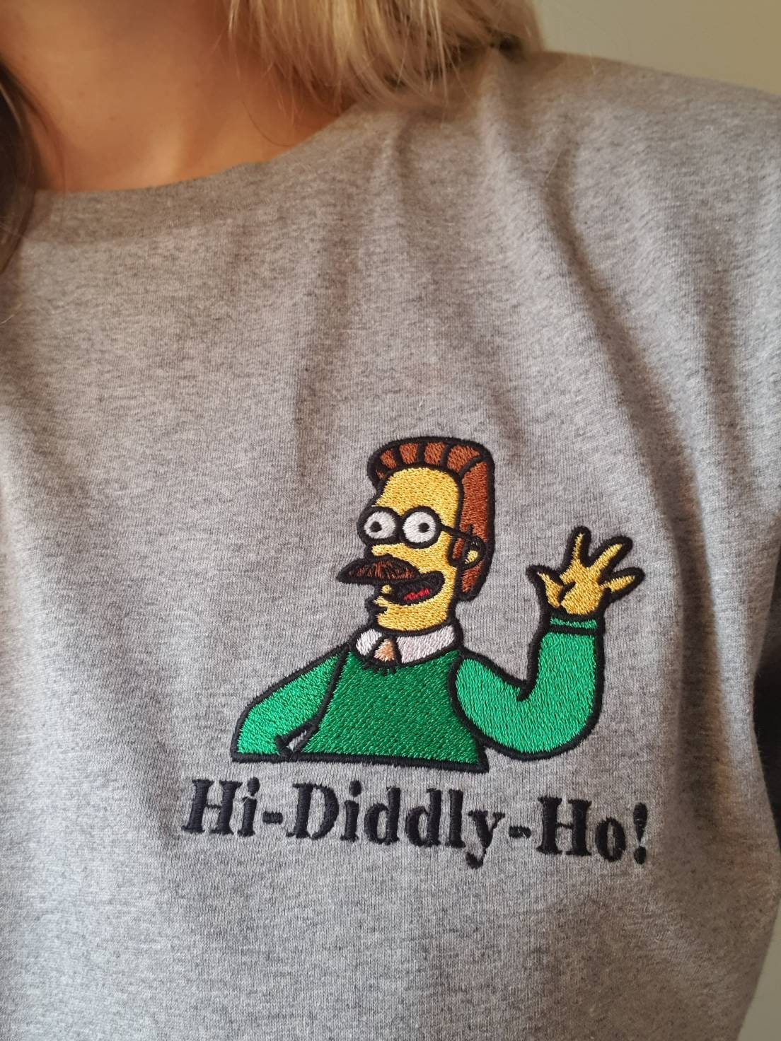 Ned Flanders Hi-Diddly-Ho The Simpsons Embroidered Shirt