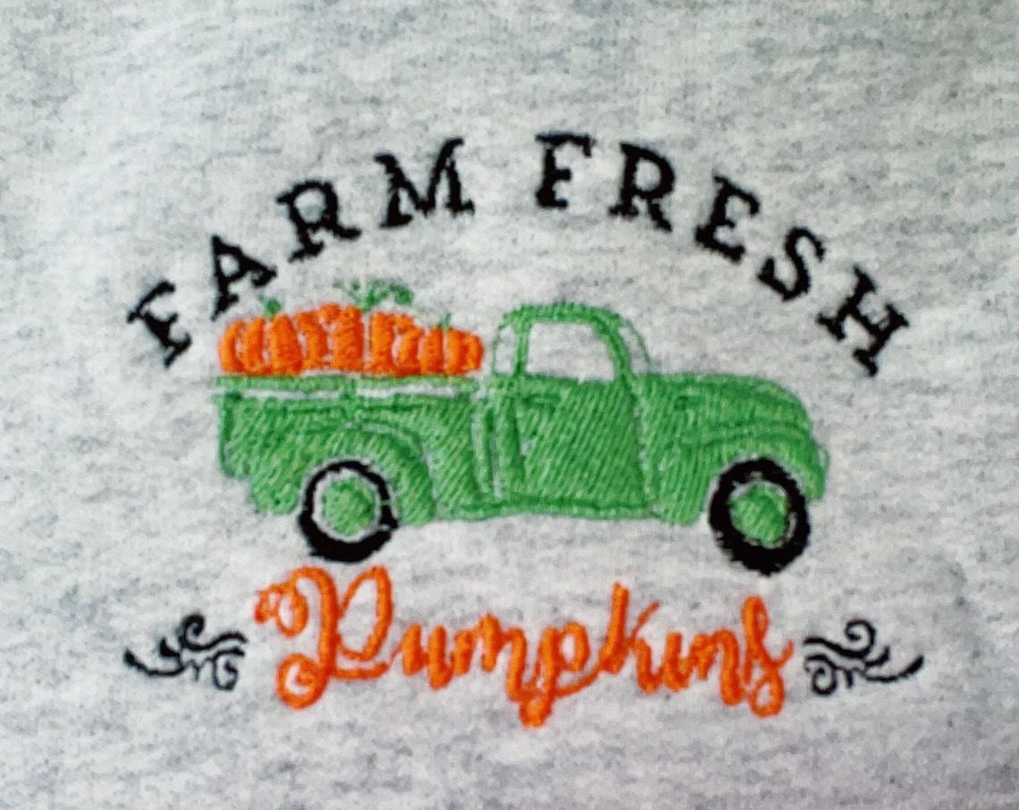 Farm Fresh Pumpkins Fall Embroidered Crewneck Sweatshirt