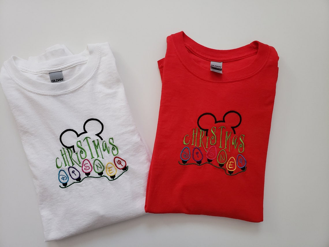 Embroidered Disney Christmas Shirt Disney Crewneck Long-Sleeve Shirt Sweatshirt