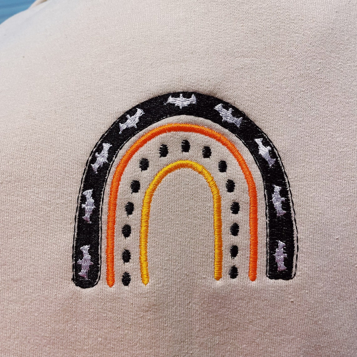 Halloween Rainbow Embroidered Crewneck Sweatshirt