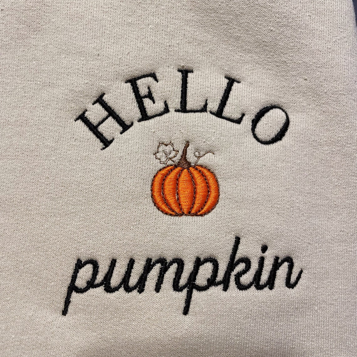 Hello Pumpkin Embroidered Hoodie