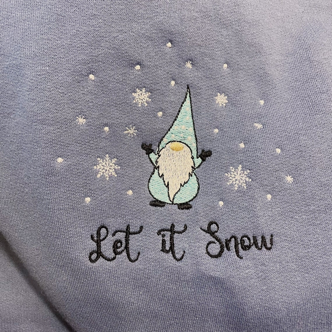 Let Is Snow Gnome Embroidered Hoodie