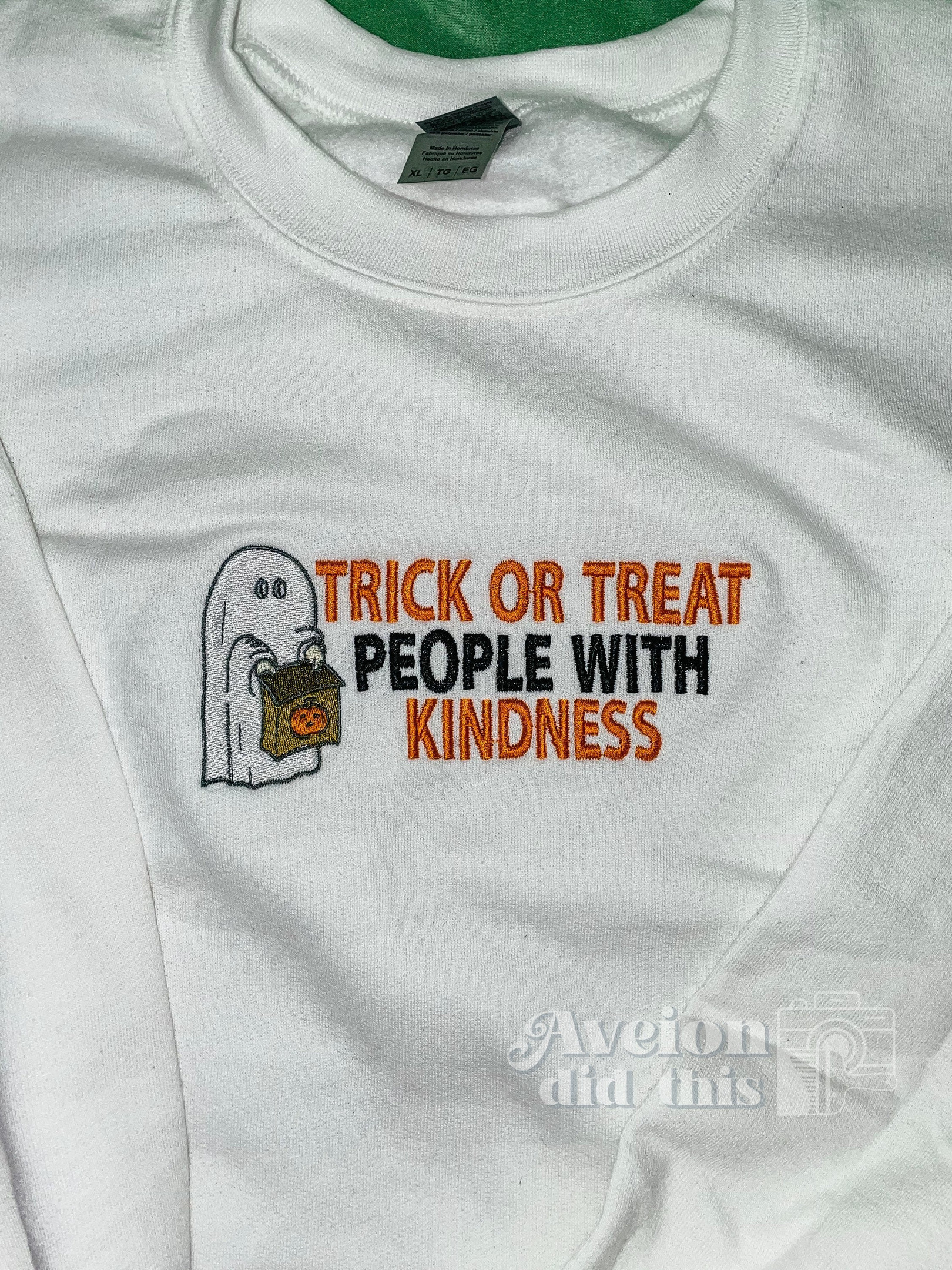 Trick Or Treat People With Kindness Embroidered Sweatshirt