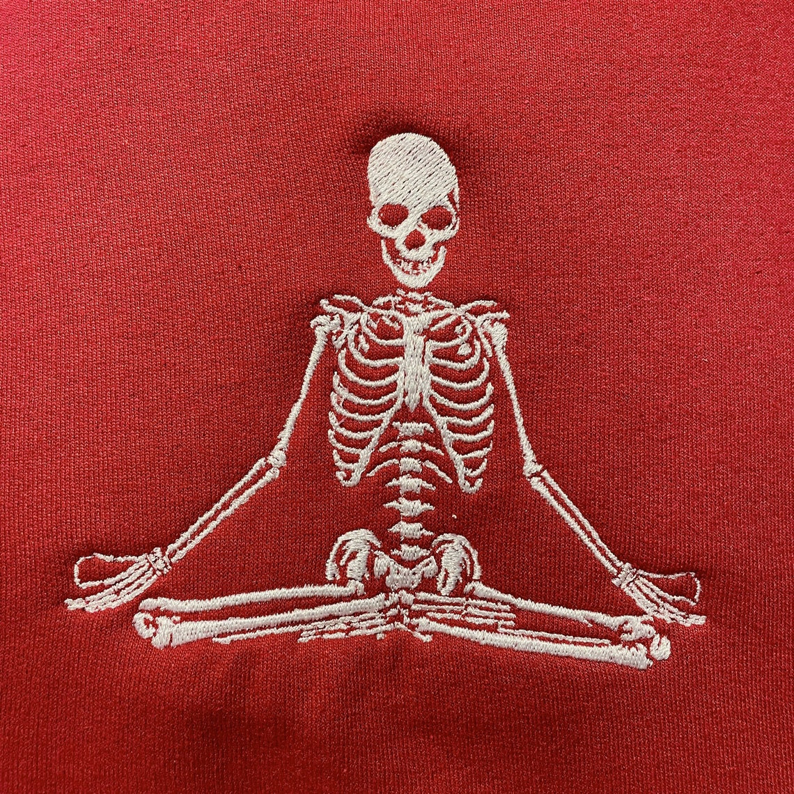 Skeleton Meditating Embroidered Crewneck Sweatshirt