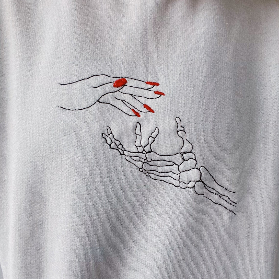 Hands Embroidered Crewneck Sweatshirt