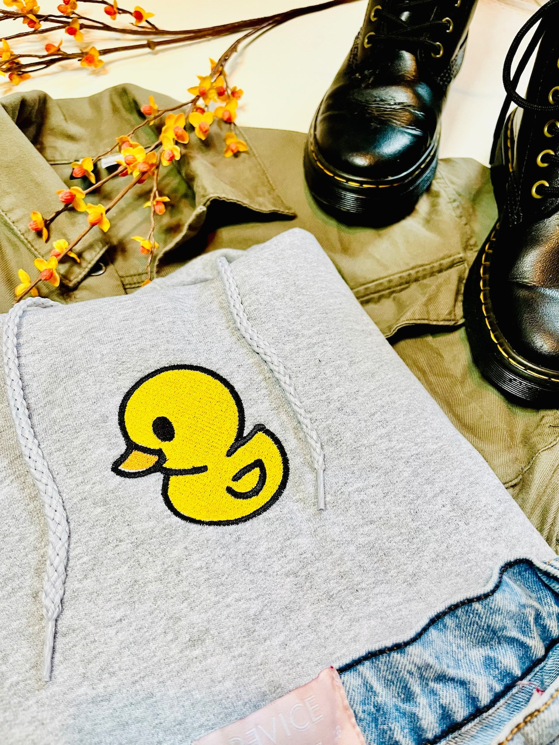 Duck Embroidered Hoodie Skate Wear Embroidered Hoodie Gift Ideas Embroidered Sweatshirt