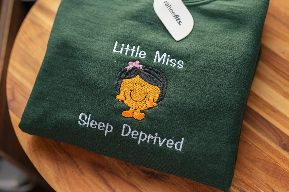 Cute Sleep Deprived Embroidered T-Shirt Sweatshirt Unisex Crewneck Sweater