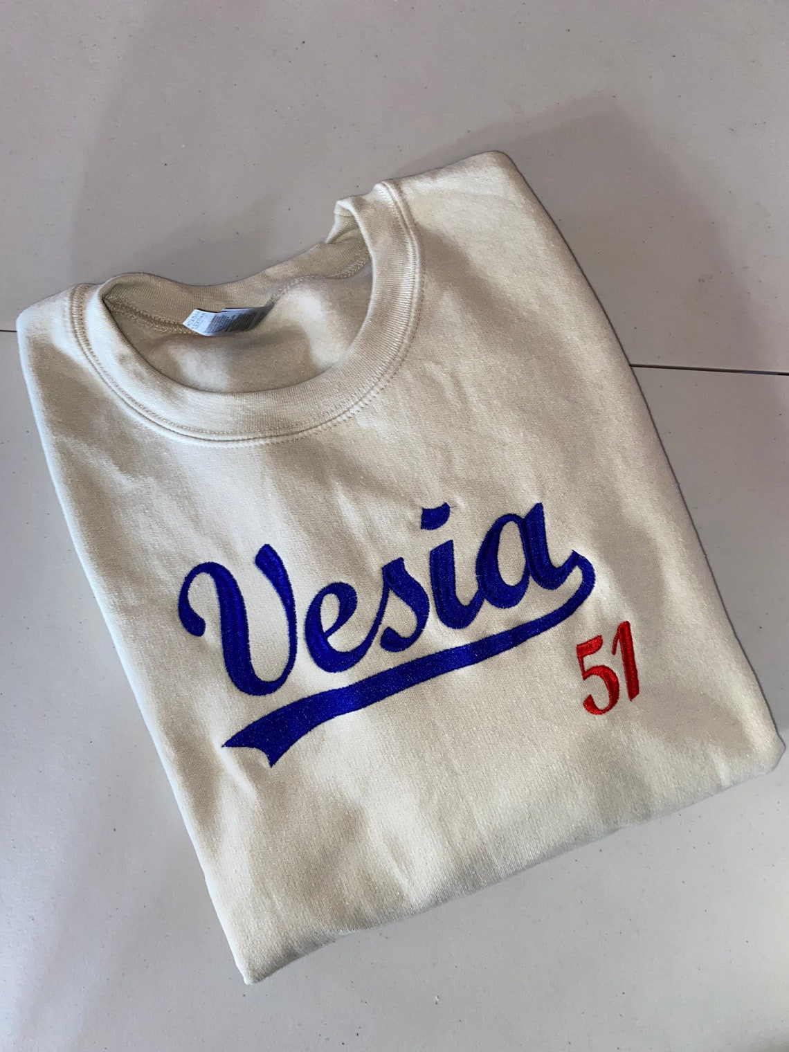 Alex Vesia Embroidered Sweatshirt Dodgers Crewneck Vesia Dodgers Apparel Baseball Dodgers Embroidery Los Angeles Dodgers Apparel Vesia