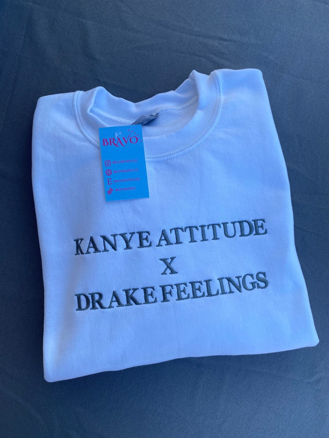 Kanye Attitude X Drake Feelings Embroidered Sweatshirt Kanye Sweatshirt Drake Sweatshirt Kanye And Drake Shirt Drake Crewneck