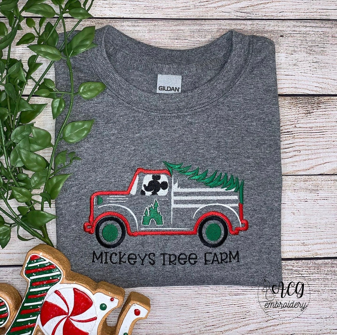 Mickeys Tree Farm Embroidered T-Shirt