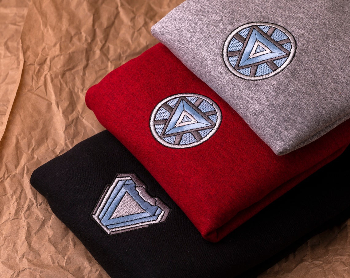 Inspired Arc Reactor T Shirt Embroidered Crewneck 100 Cotton Glow In The Dark