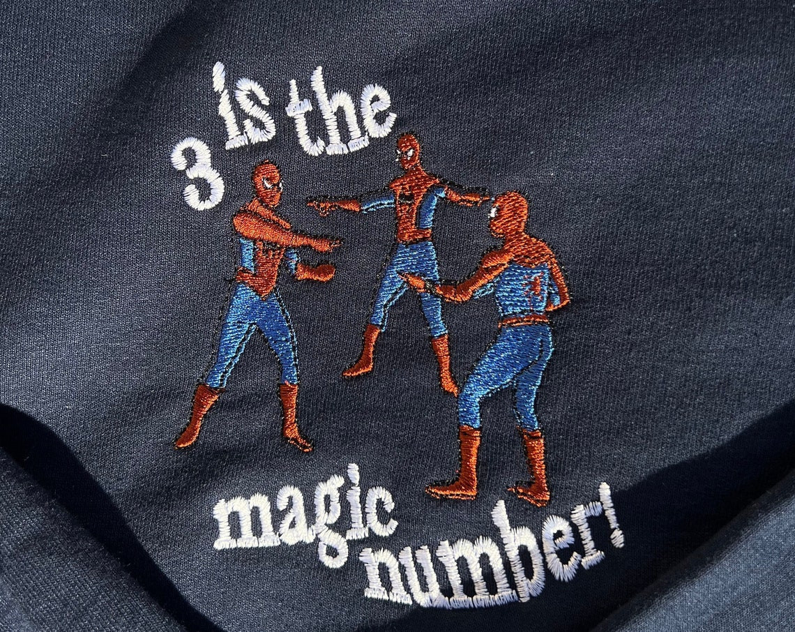 Spider-Man No Way Home Three Is The Magic Number Embroidered Sweater