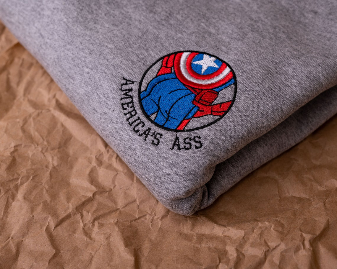 Americas Ass Embroidered T-Shirt Unisex 100 Cotton Crewneck