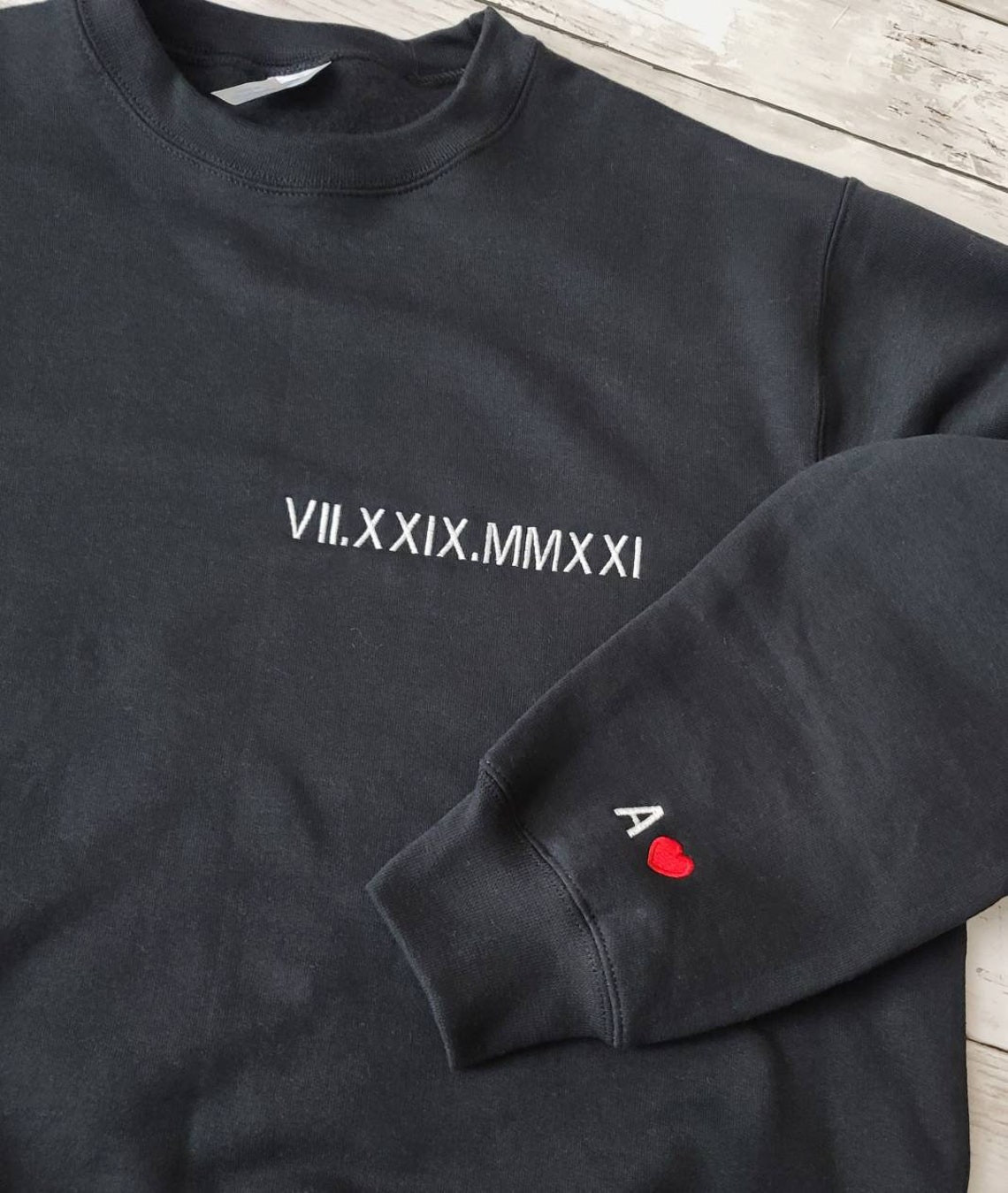 Roman Numeral Date Embroidered Sweatshirt Anniversary Sweatshirts Anniversary Gift Boyfriend Girlfriend Matching Sweatshirts Valentines Day